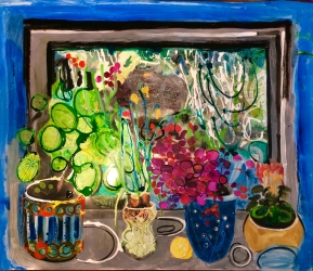 Windowsill, large - SOLD - acrylic ink on paper