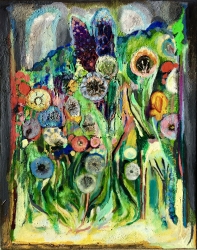 Dandelions and Lupins - SOLD - Oil on Canvas