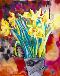 Daffodils - SOLD - acrylic ink on paper