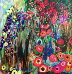 Barbara's garden - SOLD - Ink and watercolour on canvas