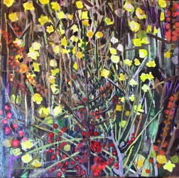 Winter Jasmine - £250 (framed)  Currently available through Scotlandart gallery  - Watercolour and ink on canvas