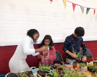 Art workshops themed around sustainability, all materials used were recycled or natural