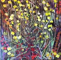 Winter Jasmine - £250  (framed)  Currently available through Scotlandart gallery - Watercolour and ink on canvas